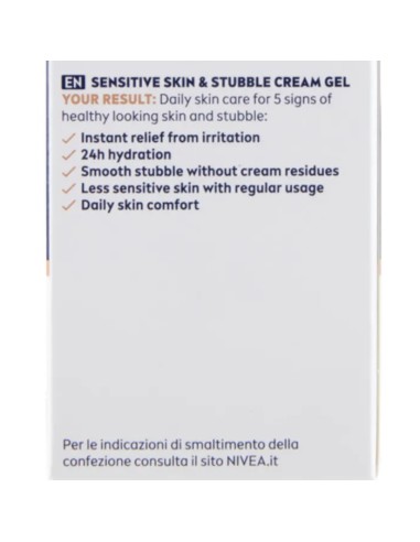 Nivea Men Sensitive Viso E Barba Cream Gel 50ml - Sollievo Dal Prurito